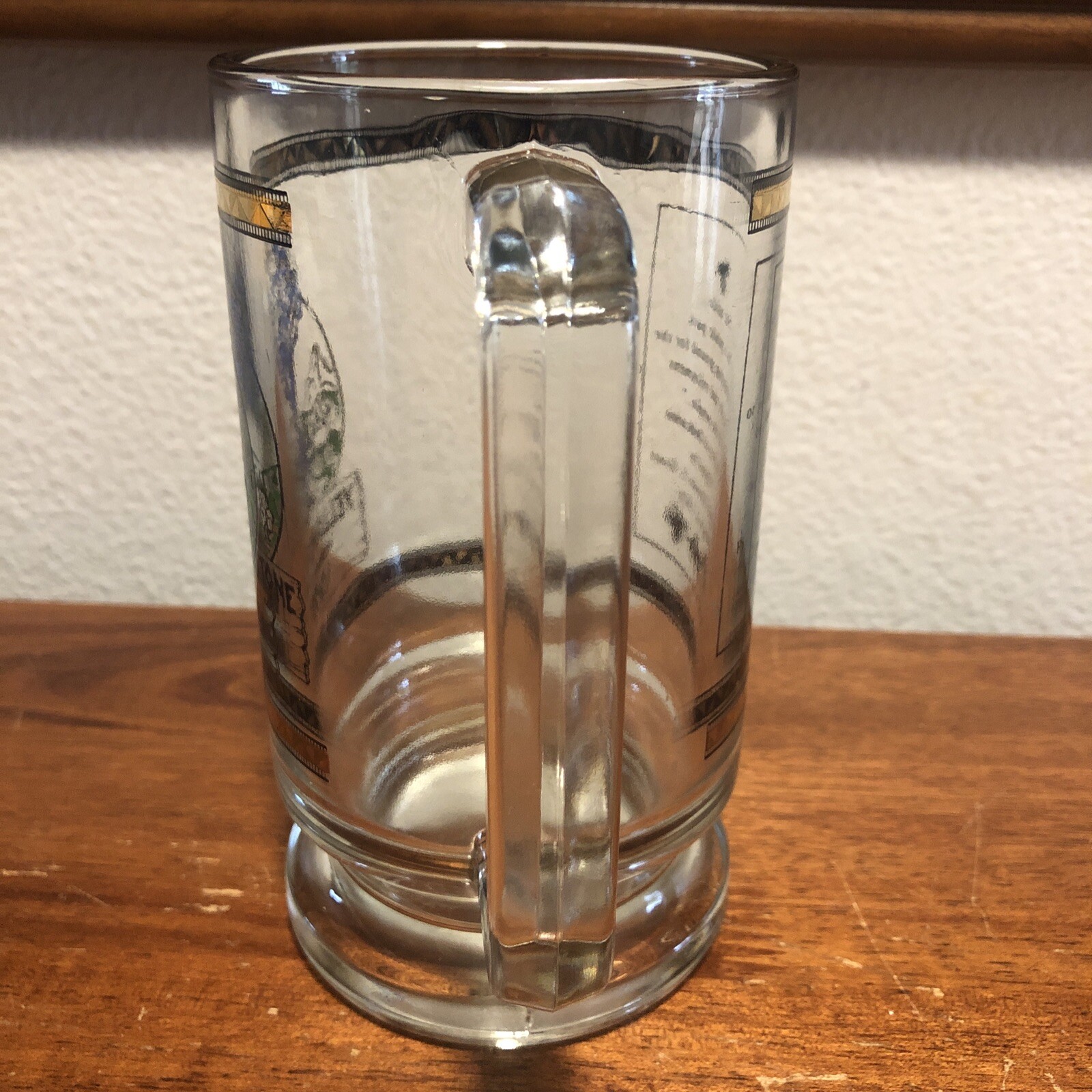 Vintage Yellowstone National Park Glass Beer Mug Stein 1993 Gold Beautiful Rare