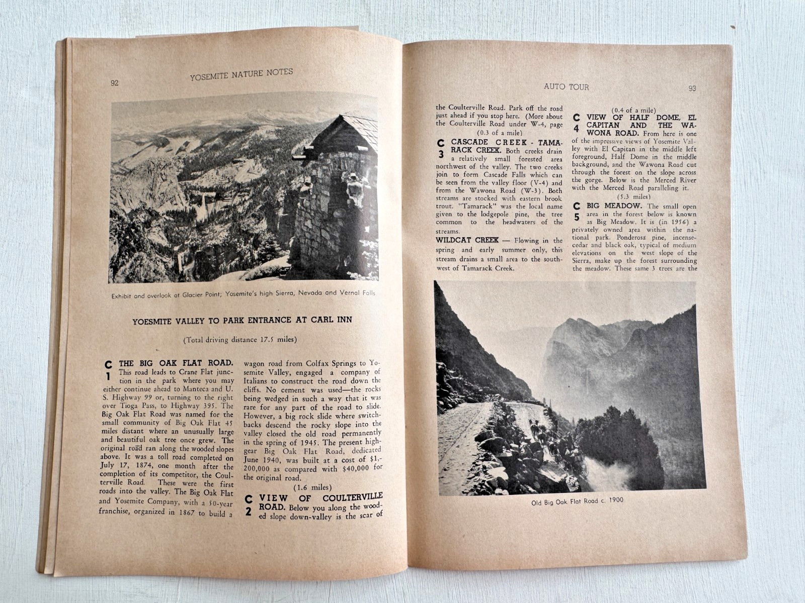 1956 Self Guided Auto Tour Book of Yosemite National Park