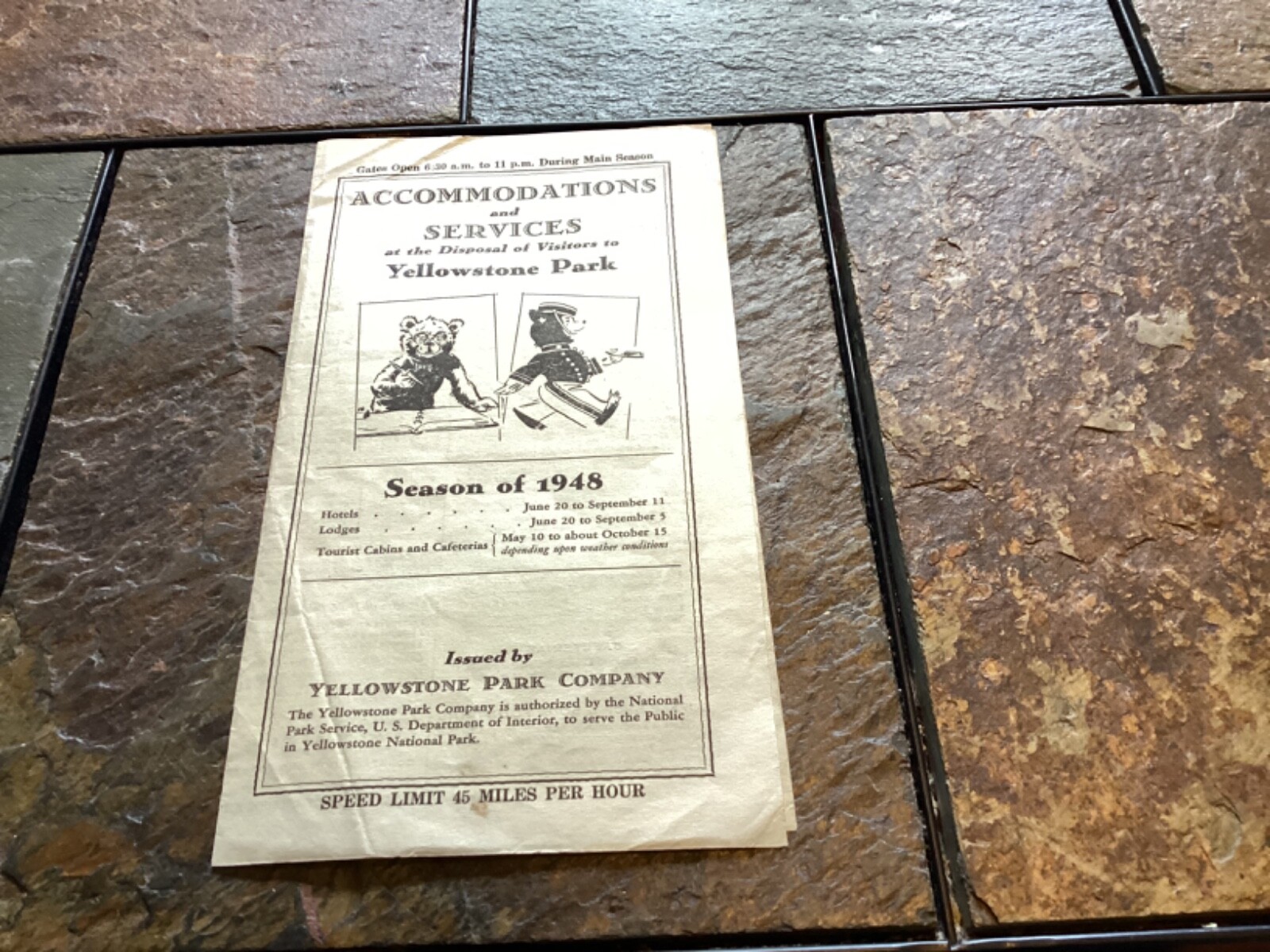 1948 Accomodations and Services Yellowstone Park “Don’t Feed the Bears!”