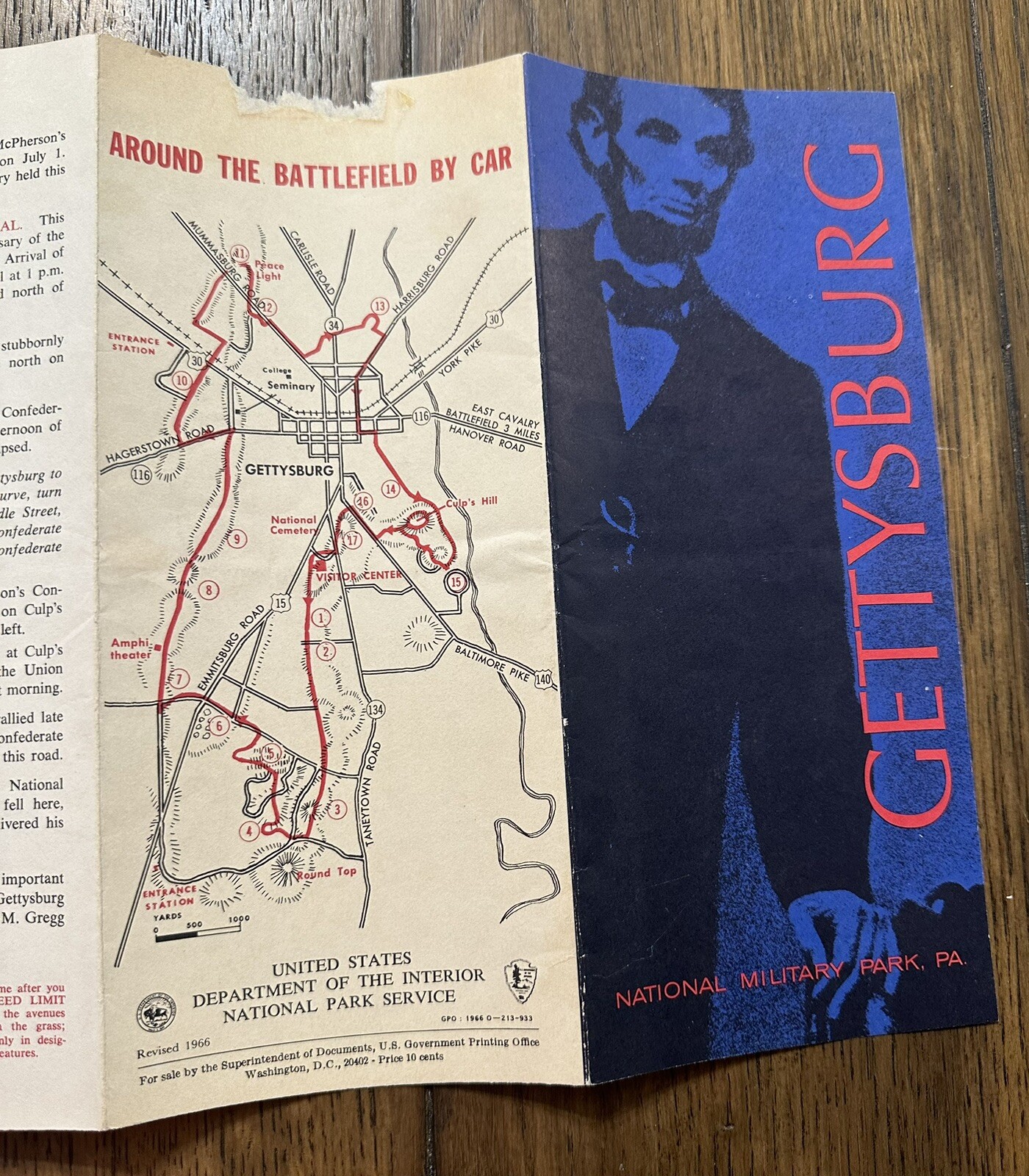 Vintage 1966 Gettysburg National Military Park Brochure Civil War