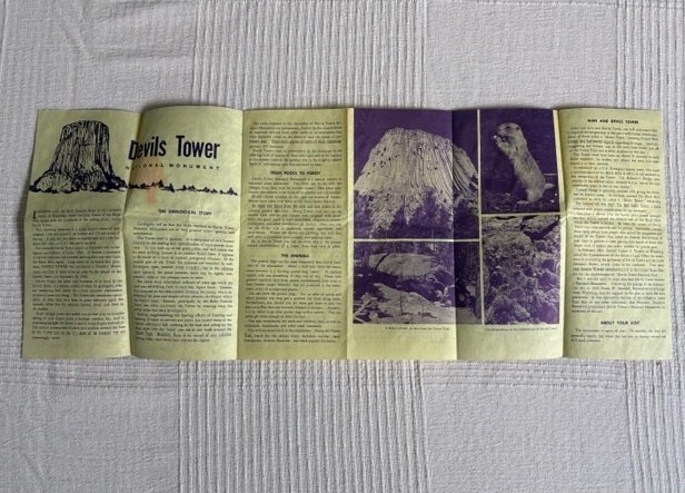 Devils Tower National Monument 1963 Brochure Wyoming Park Service NPS Vintage