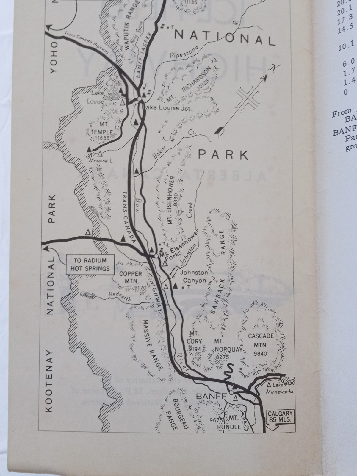 BANFF JASPER and COLUMBIA ICE FIELD HIGHWAY Map 1959 Brochure Alberta Canada