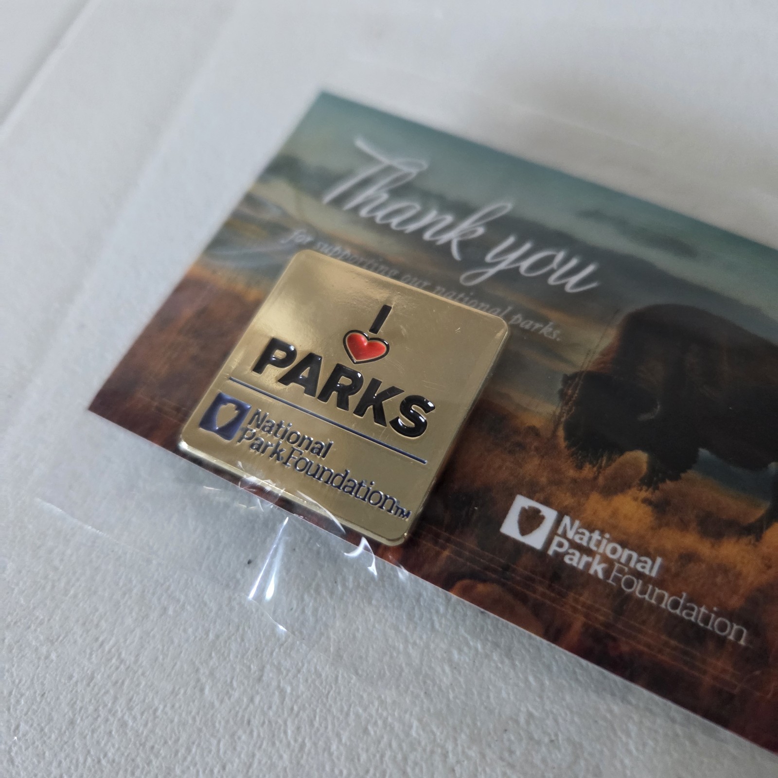 National Park Foundation Supporter Lapel Pin I Heart Love Parks Bison Buffalo
