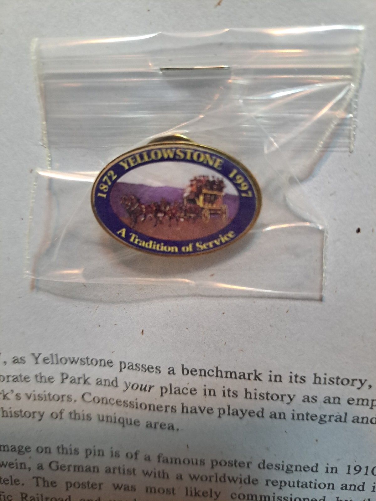 Yellowstone National Park 125th Anniversary Pin 1997 A Tradition Of Service