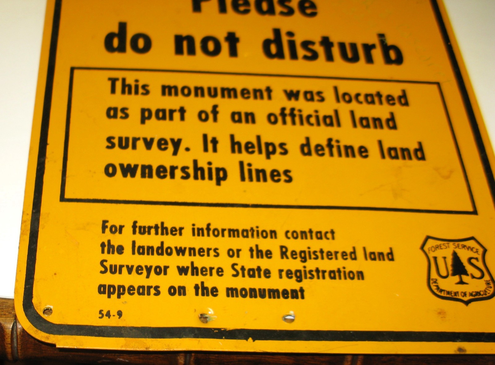 Vintage USFS US Forest Service Land Survey Monument Metal Sign 10″ x 7″