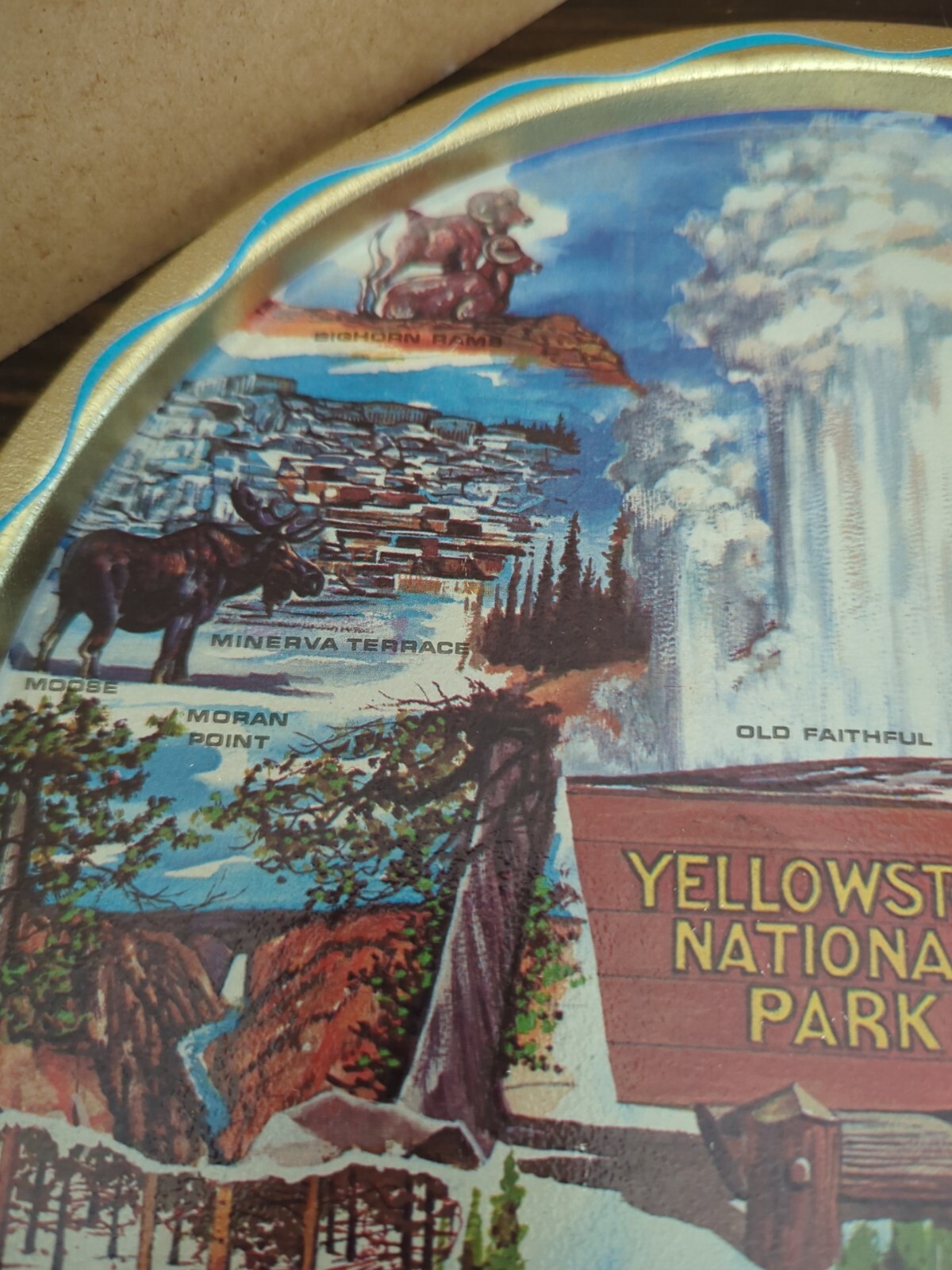 Ken Haag Metal Tray, VTG, Yellowstone National Park, 1960s