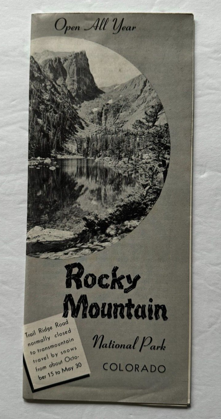 Vintage 1953 Colorado Rocky Mountain National Park Brochure Map illustrated