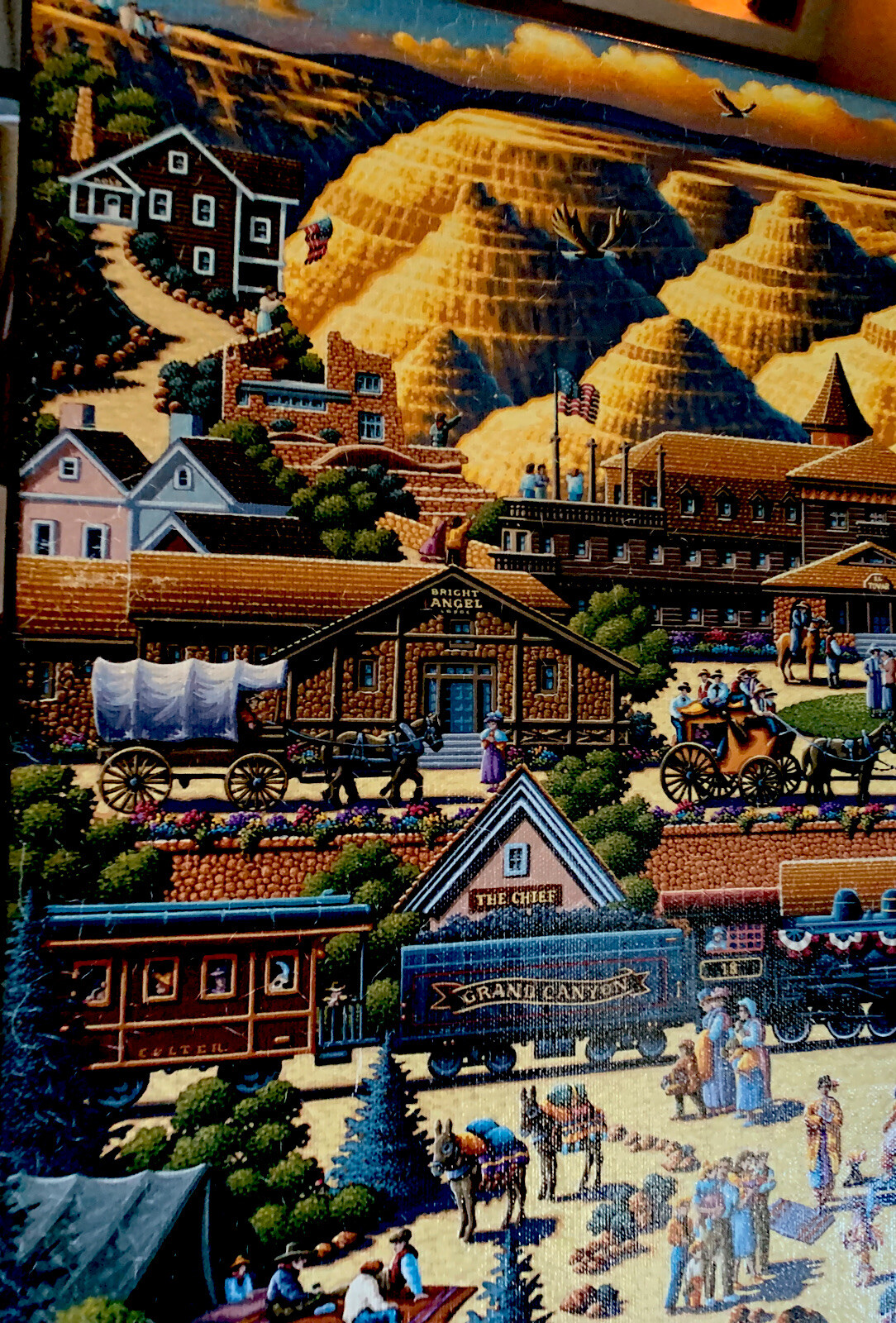 Eric Dowdle ‘Grand Canyon’ 16×20 Folk Art USA Souvenir Southwest Vintage Train