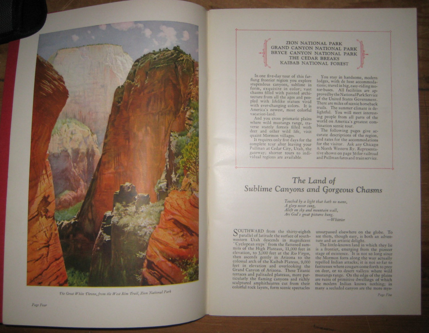 1929, View Book, Zion, Bryce, Grand Canyon, National Parks, North Western RR