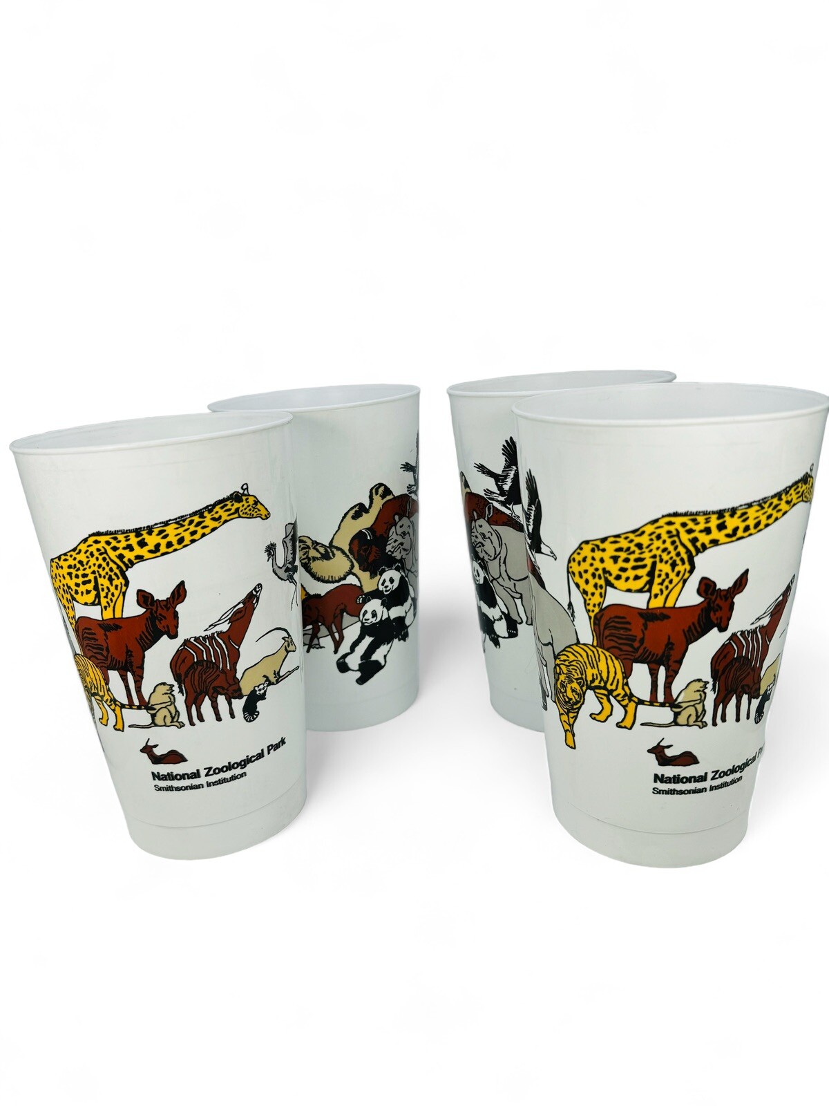 Smithsonian Institution National Zoological Park Plastic Cups Souvenirs Lot Of 4