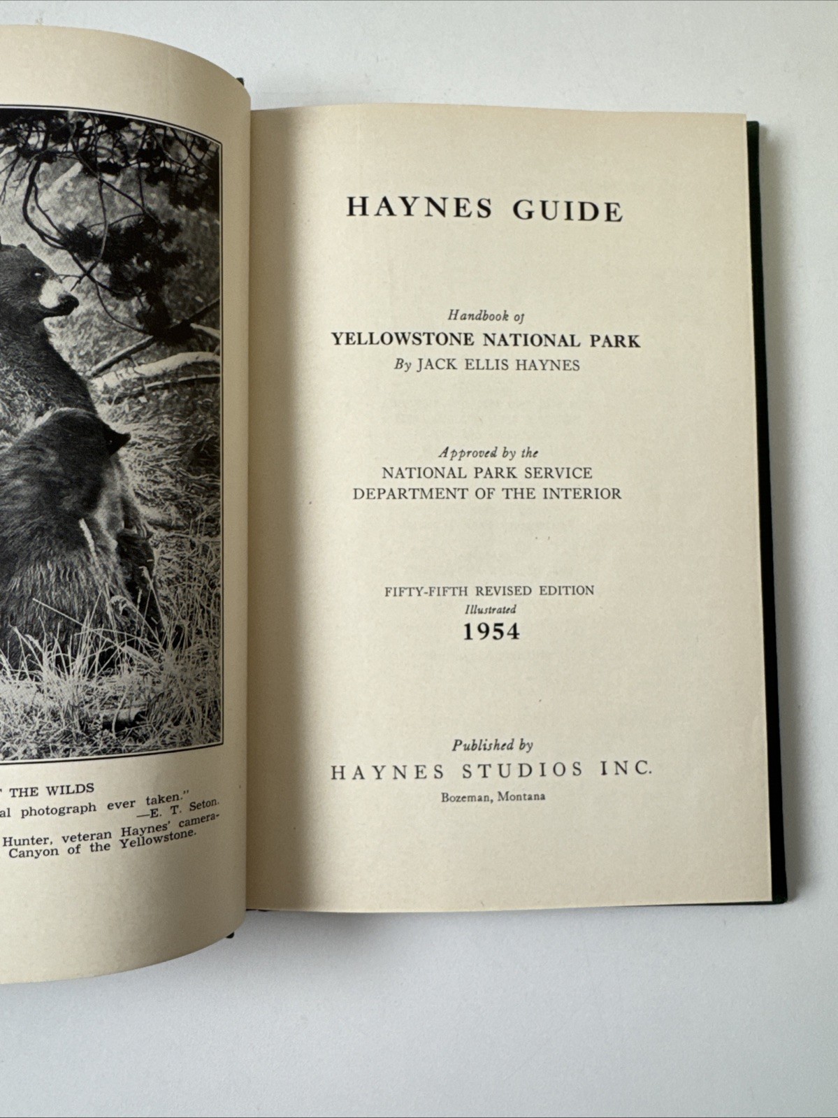 Haynes Guide Yellowstone National Park, 1954 HC 55th Edition w/ Map, Jack Haynes