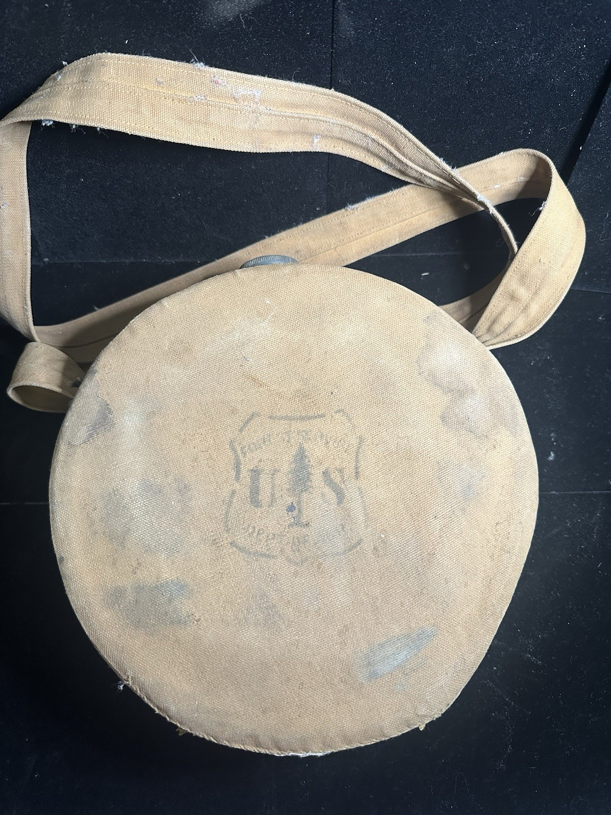 Vintage USFS Boyco Canvas Canteen U.S. Forest Service Round Water Bottle w/strap