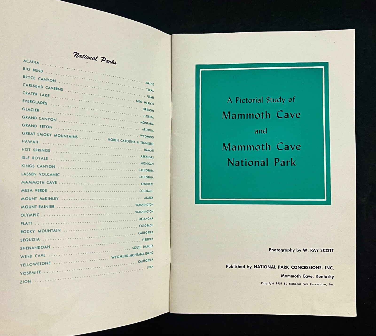 1951 Mammoth Cave National Park Kentucky Vintage Travel Photo Guide Booklet KY