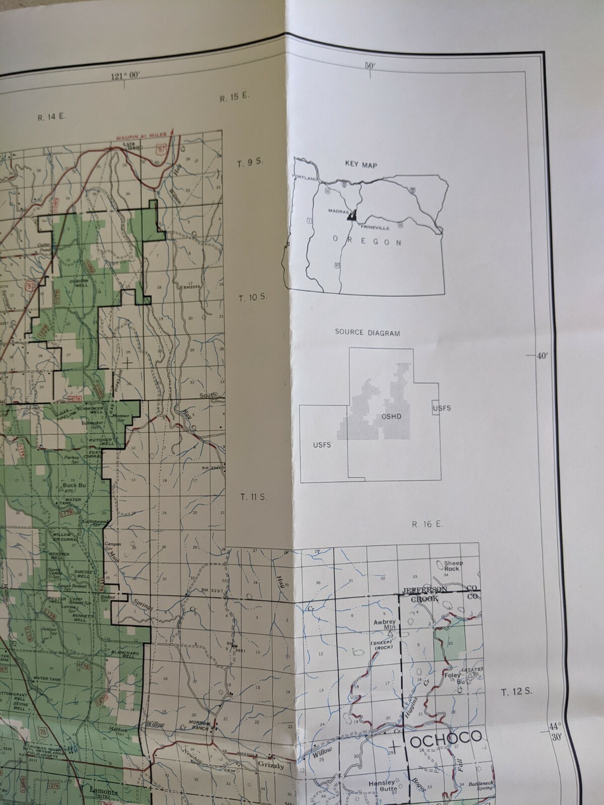 Crooked River National Grassland USDA Map 1970