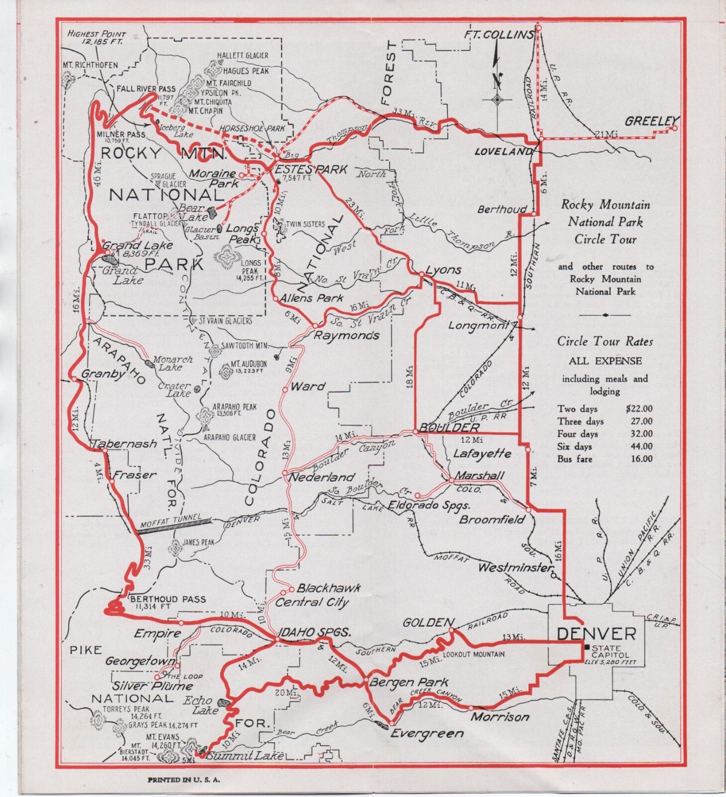 1930 Rocky Mountain National Park Transportation Co Brochure