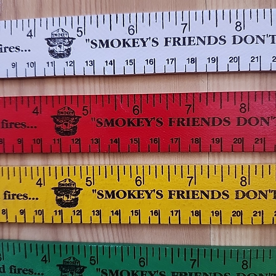 6 VTG Smokey The Bear Wood Ruler Smokey’s Friends Don’t Play With Matches
