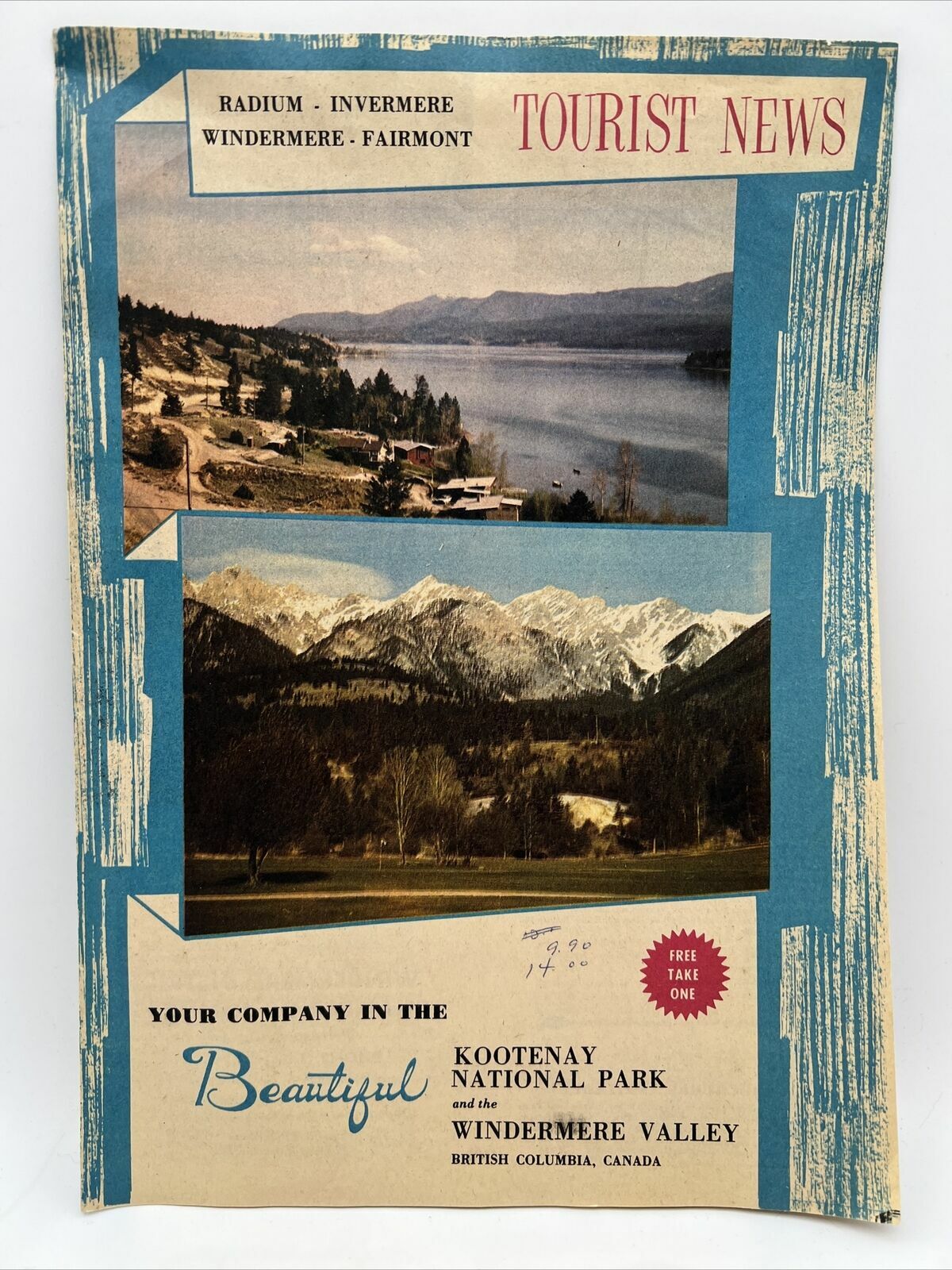 1968 TOURIST NEWS KOOTENAY NATIONAL PARK WINDMERE VALLEY BC CANADA Brochure Map