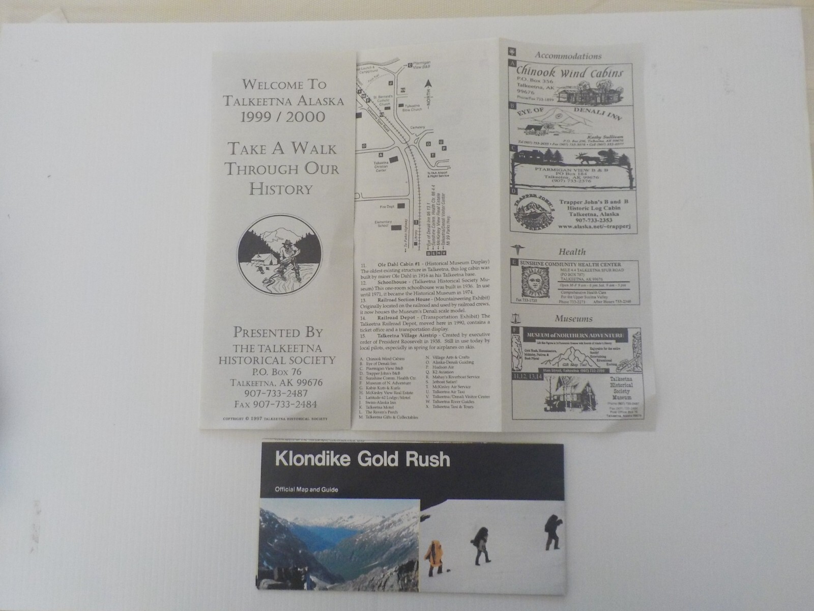 RARE/Two Vintage 1999-2000 Talkeetna, Alaska & Klondike Gold Rush Pamphlets