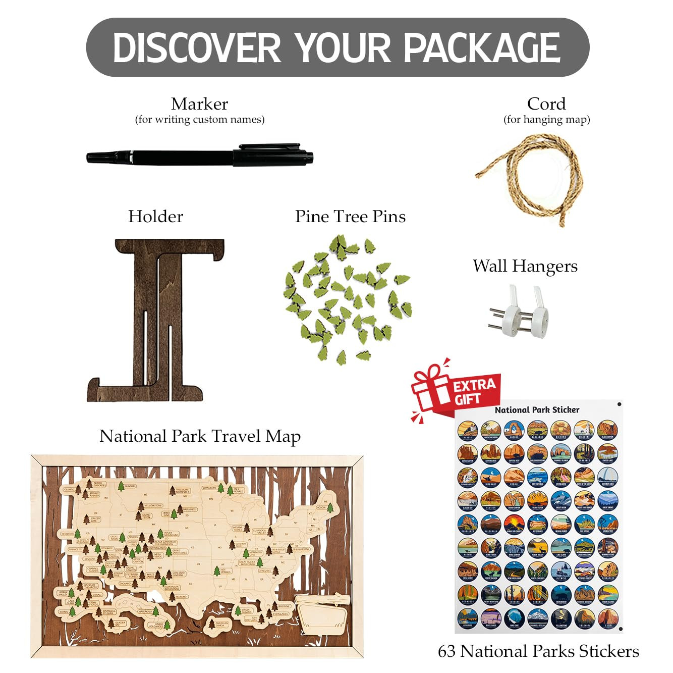 US National Parks Map Travel Map, National Park Tracker Checklist, Natural Wall