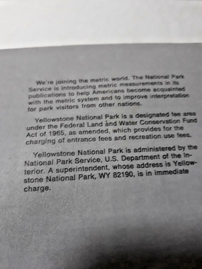 Vintage 1978 Yellowstone National Park Map Brochure