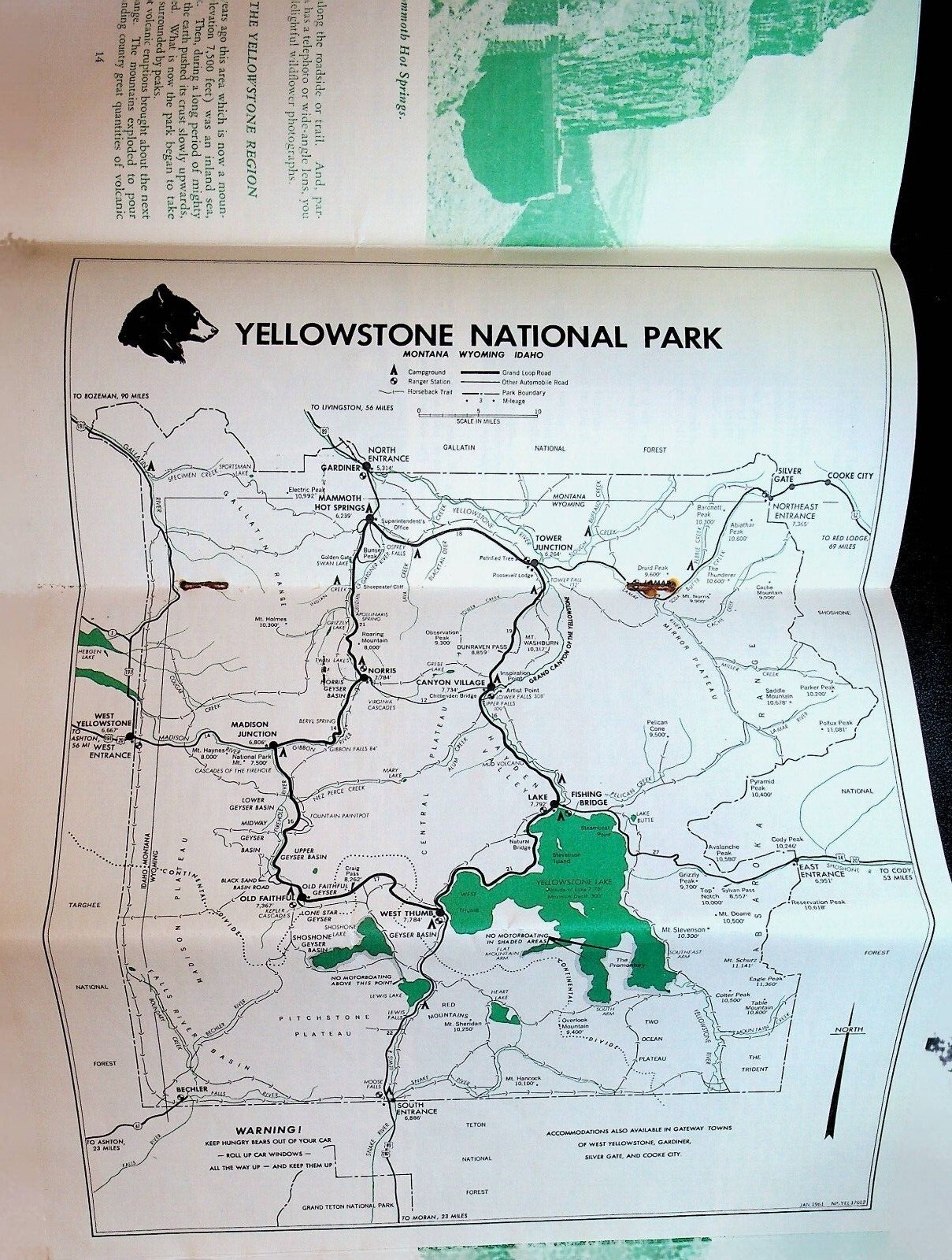 Yellowstone National Park Wyoming Montana Idaho Brochure 1961