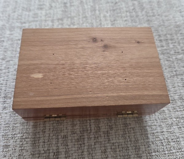 Vintage Souvenir Plymouth Massachusetts Wood Cedar Mini Chest Gold Band Clasp