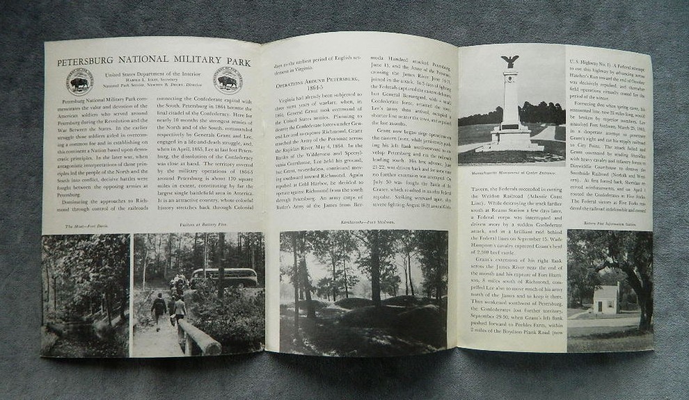 Vintage Petersburg National Military Park Virginia Pamphlet 1941