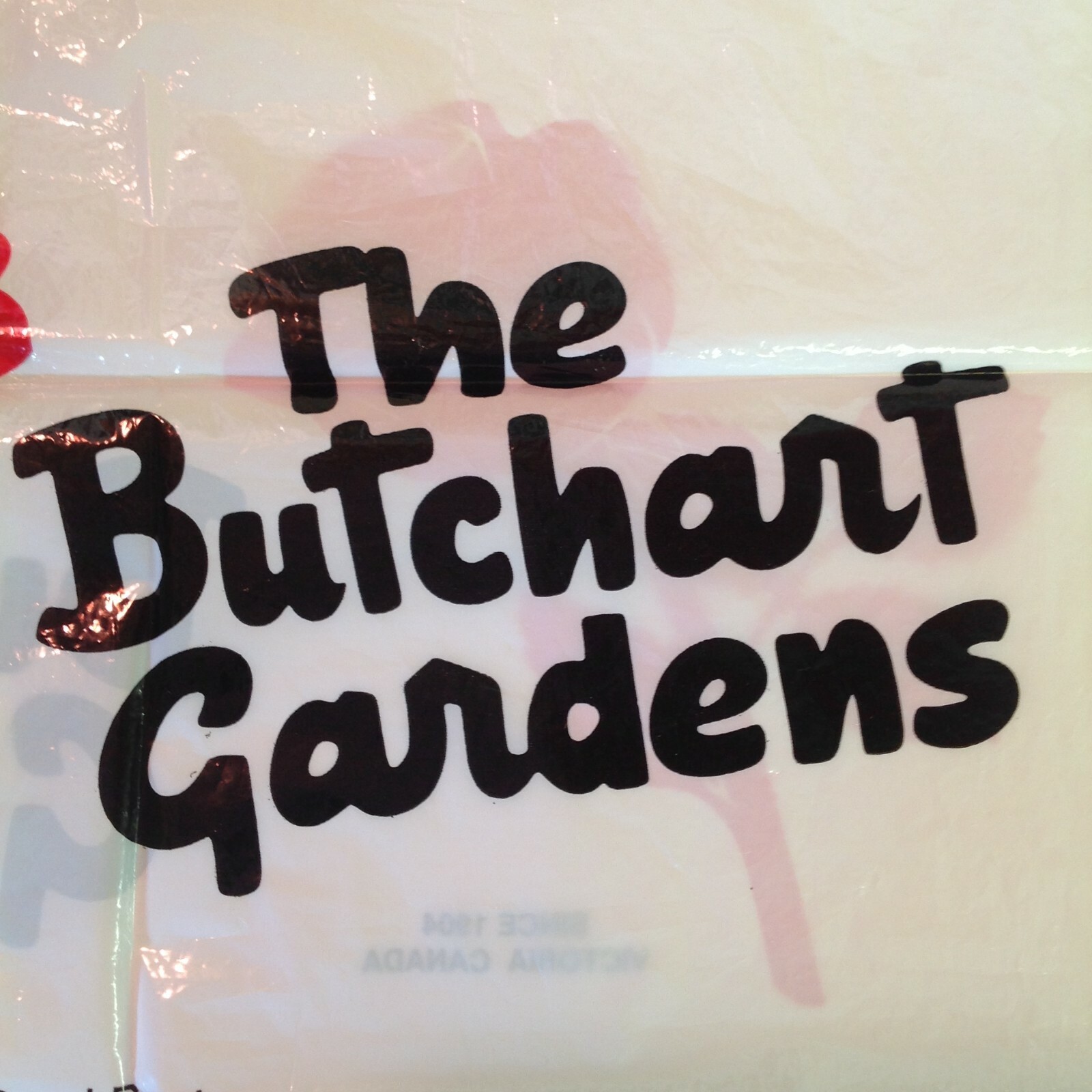 Vtg Souvenir Plastic Shopping Bag Butchart Gardens Since 1904 Victoria Canada