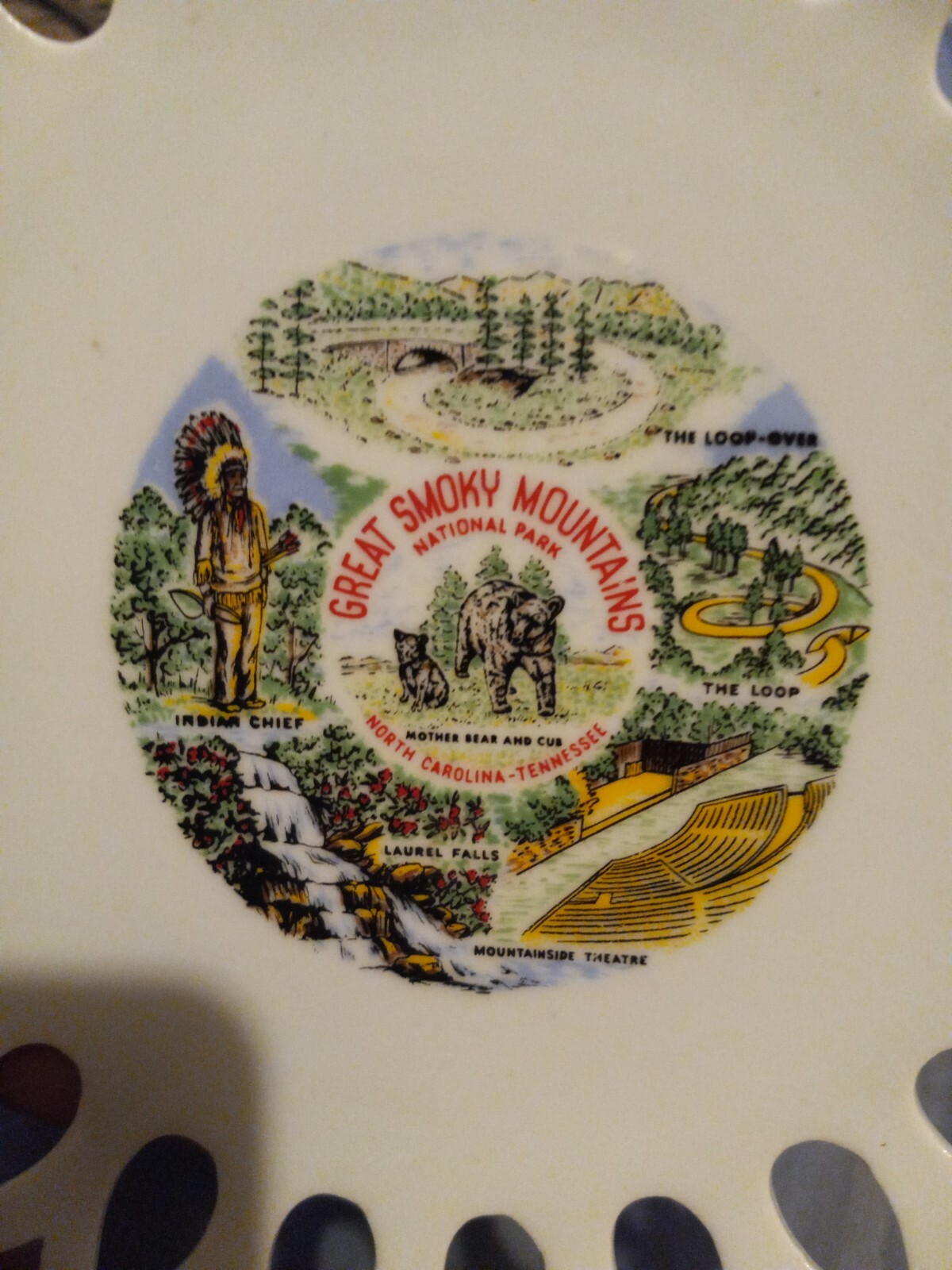 Vintage Souvenir Plate Great Smoky Mountains