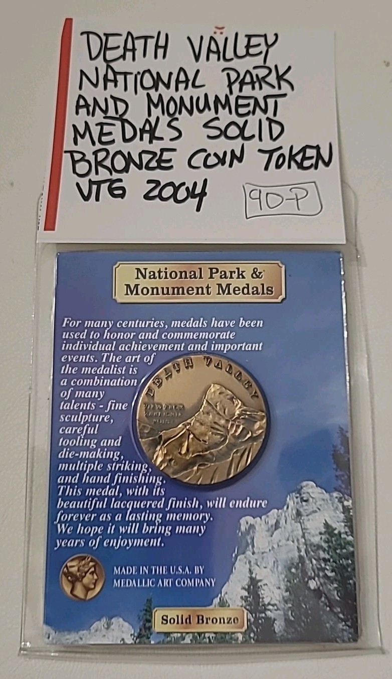 Death Valley National Park And Monument Medals Solid Bronze Coin Token Vtg. 2004