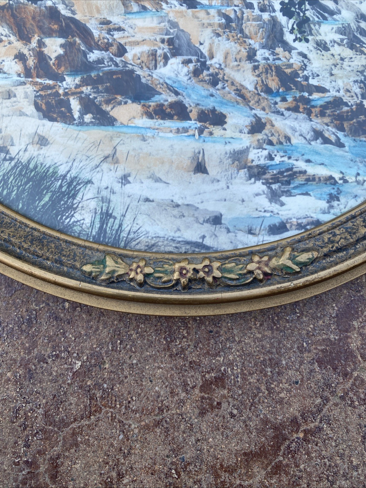 C.1920S JACK ELLIS HAYNES YELLOWSTONE PARK HAND TINTED PHOTOGRAPH FRAMED ROUND