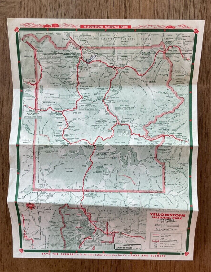 Rare 1957 Yellowstone National Park Road Map Guide Booklet Brochure