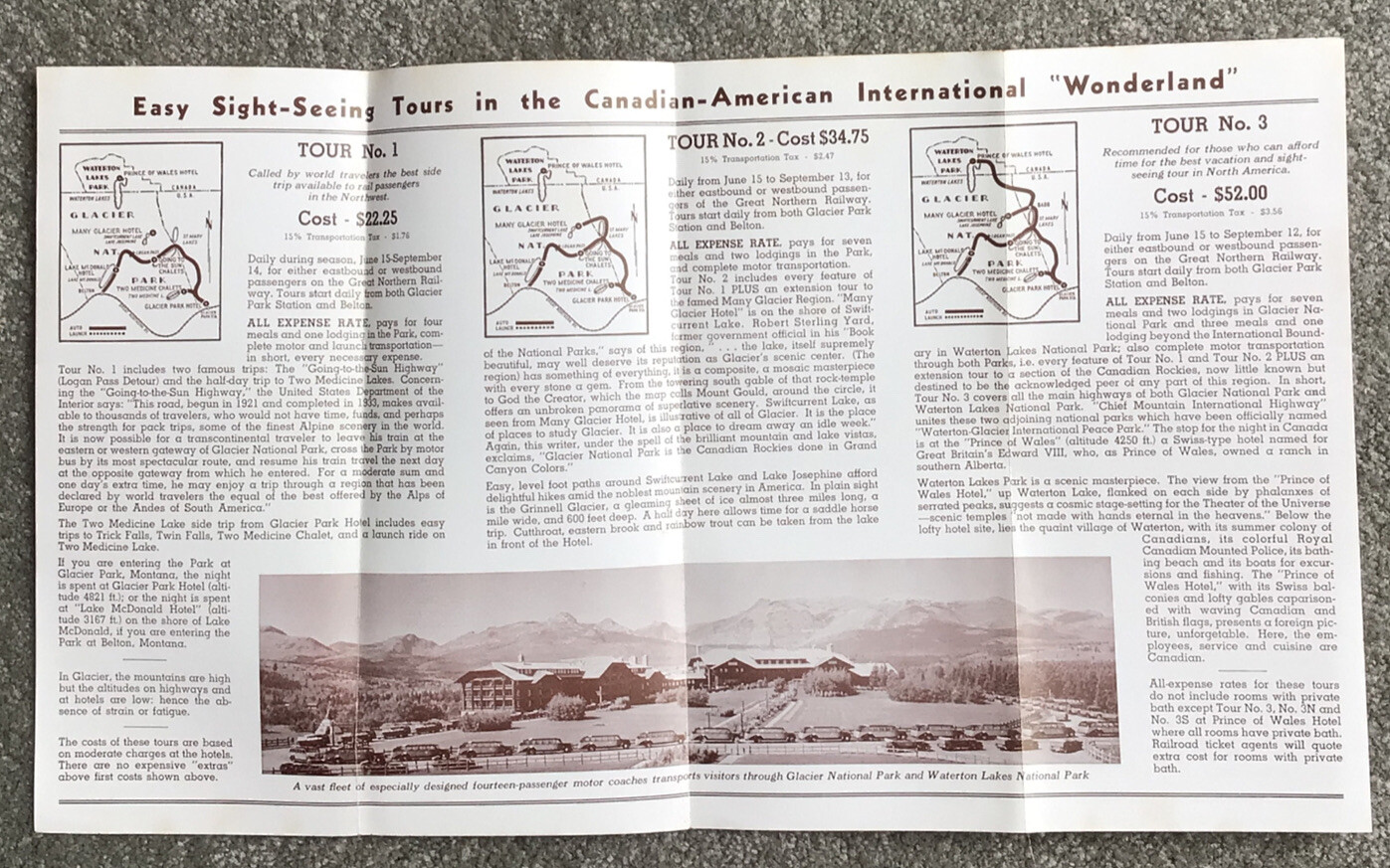 1951 Travel Brochure Glacier National Park & Watertown National Park