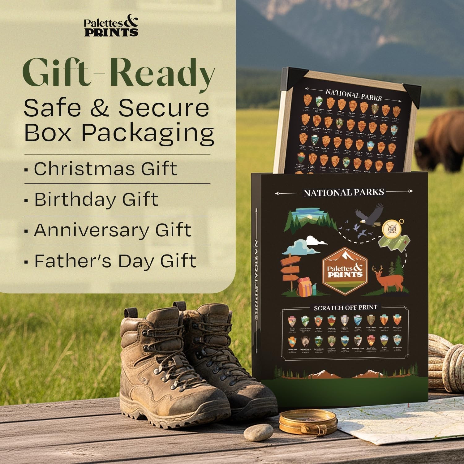 Framed National Parks Scratch Off Poster – National Park Gifts – National Pa…
