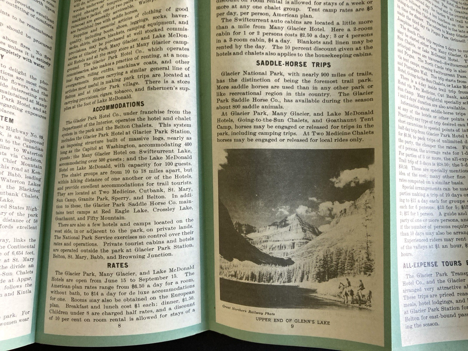 Vintage 1938 Motorists Guide GLACIER National Park Brochure Outdoors Hiking