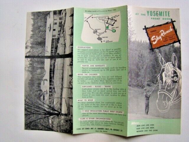 Sierra Sky Ranch Oakhurst CA Near Yosemite National Park Brochure & Rates 1966