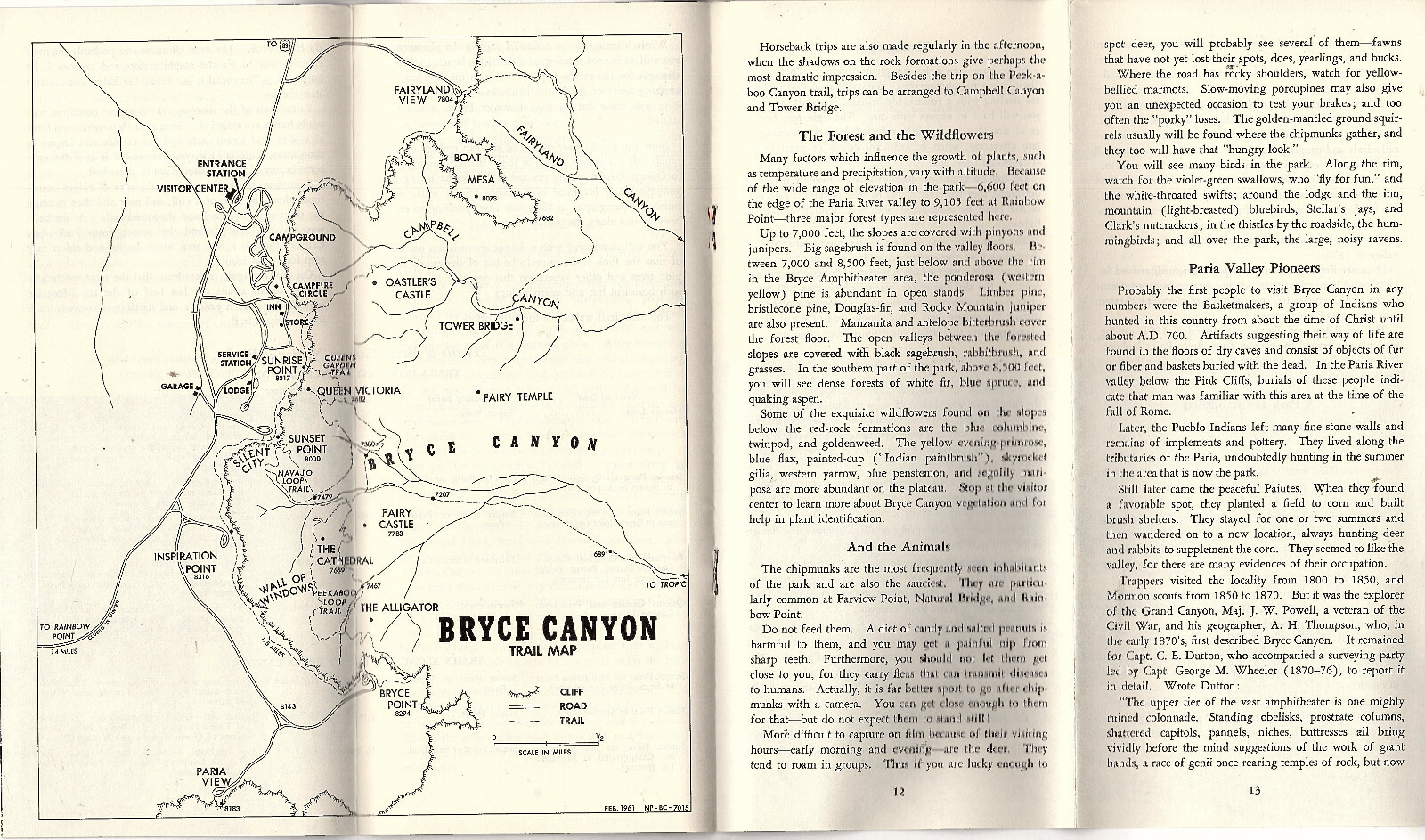 Bryce Canyon National Park Utah 1961 Circular What to See & Do Where to Stay