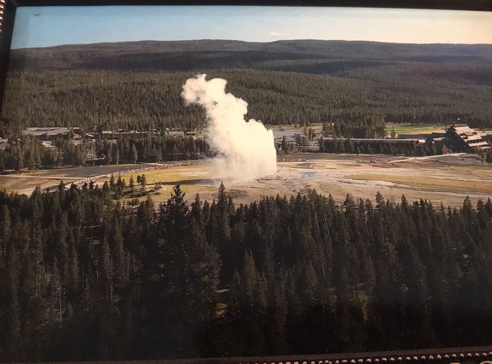 Souvenir Wall Plaque. Old Faithful. Yellow Stone National Park. Deer Framed 0903