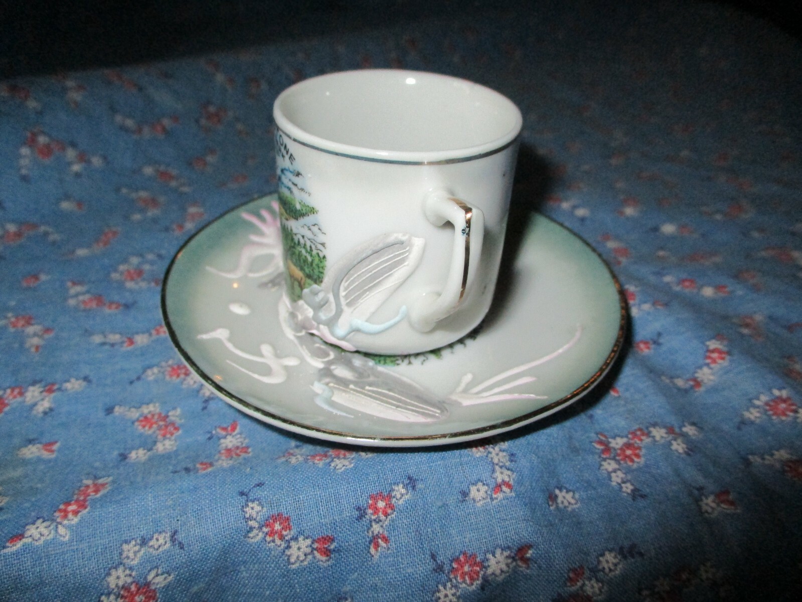 Yellow Stone National Park Dragonware Cup & Saucer Made Japan Cup 1 13/16″ High