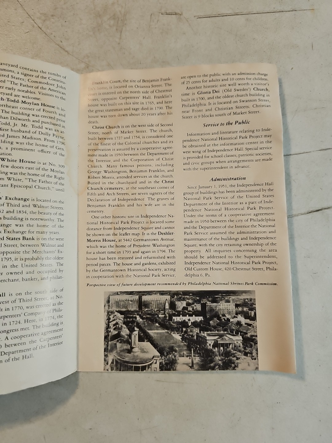 INDEPENDENCE NATIONAL HISTORICAL PARK Pennsylvania Souvenir Pamphlet 1951 As Is