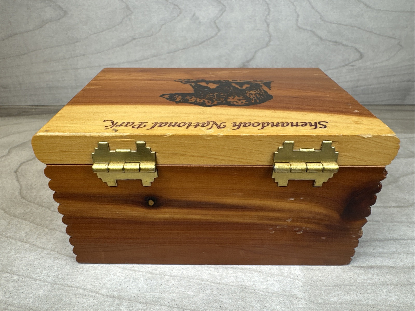 Vintage Shenandoah National Park Cedar Box Grizzly Bear Nature Wood Souvenir