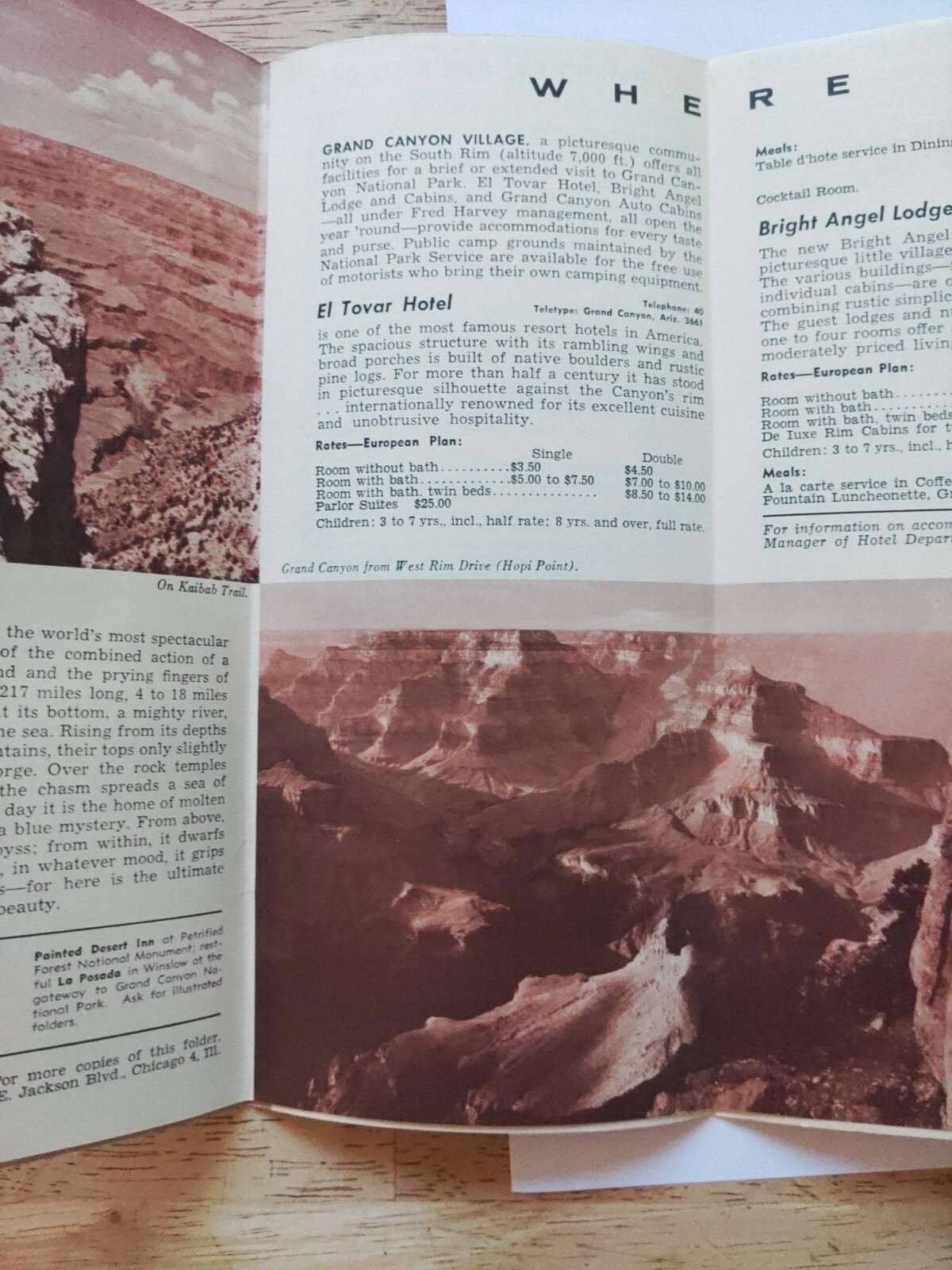 Vintage 1956 Grand Canyon Pamphlet