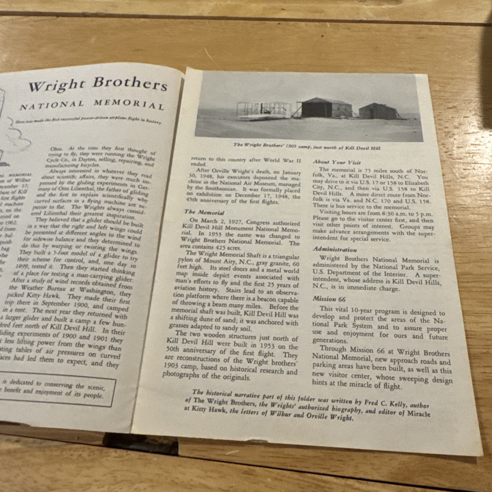 1959 Wright Brothers National Memorial Brochure Pamphlet North Carolina OBX