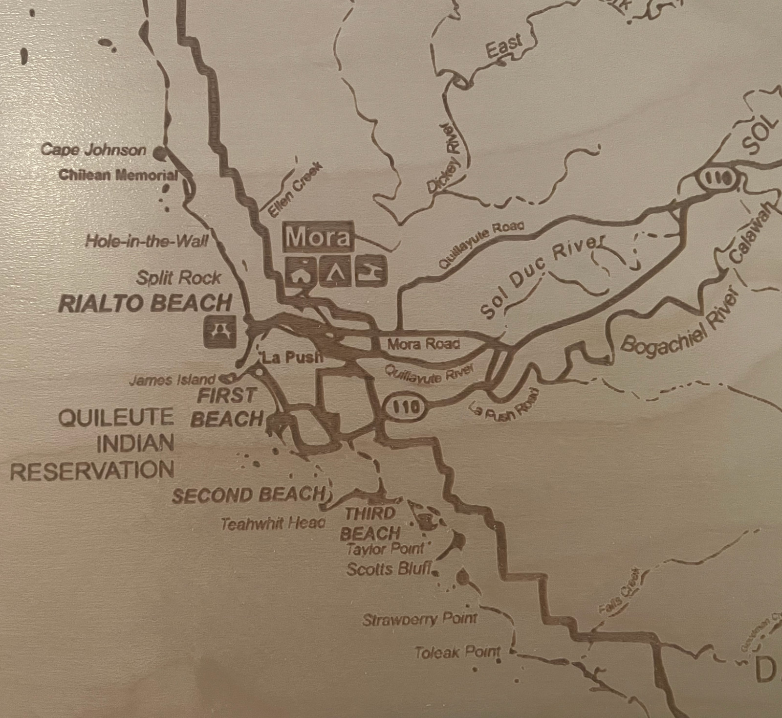Olympic National Park Wooden Engraved 22″x32″ Framed Map