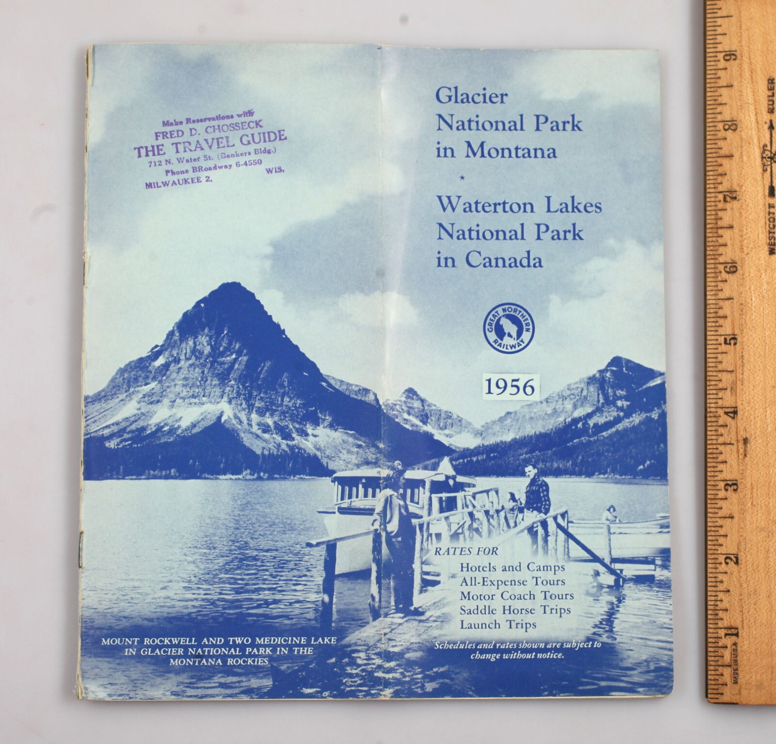 Vintage 1956 Glacier National Park Waterton Lakes Canada Travel Tourism Guide