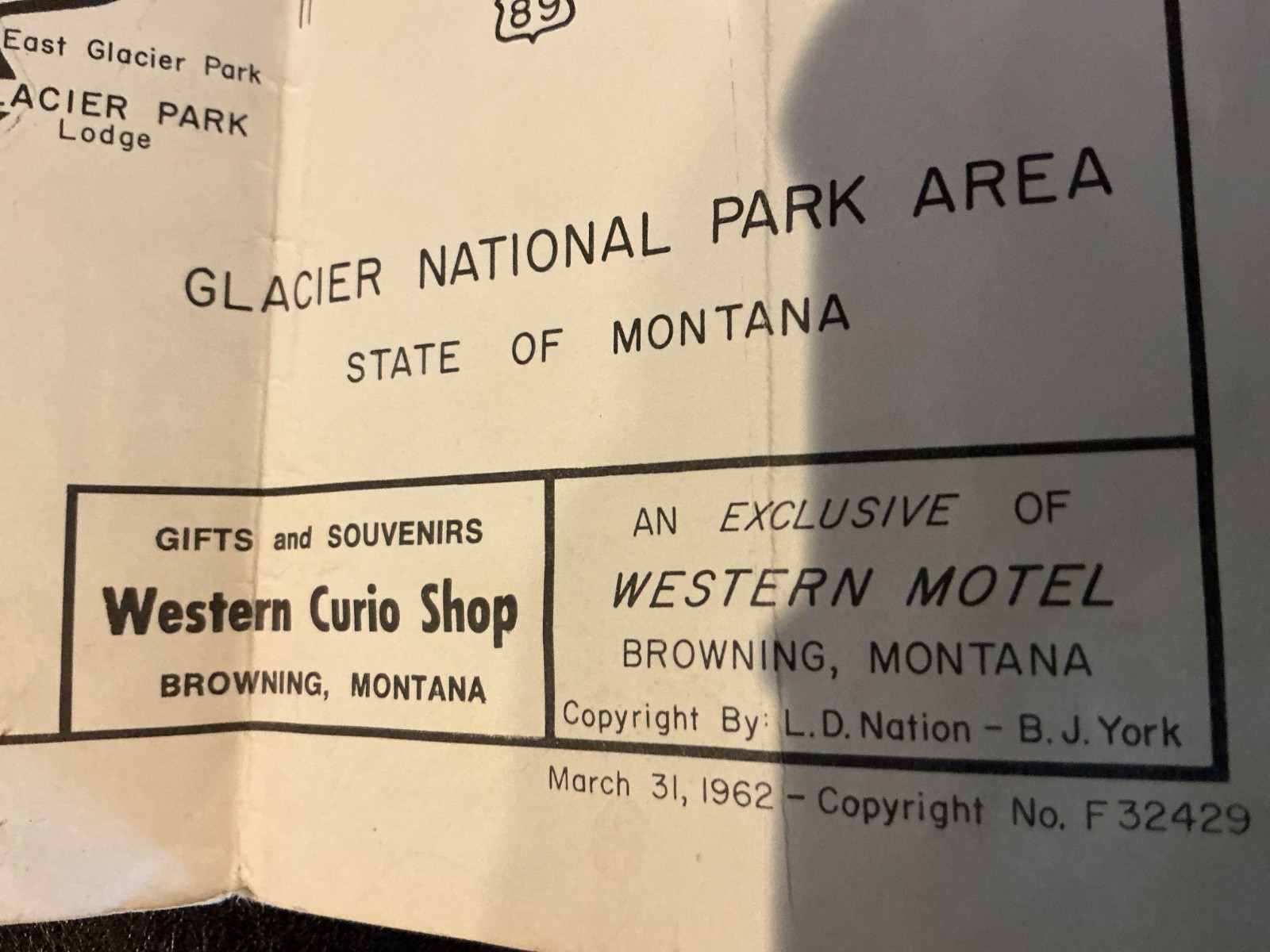 Glacier National Park map March 31, 1962