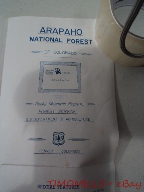 1954 Recreation Map Arapaho National Forest Colorado US Forest Service Vintage