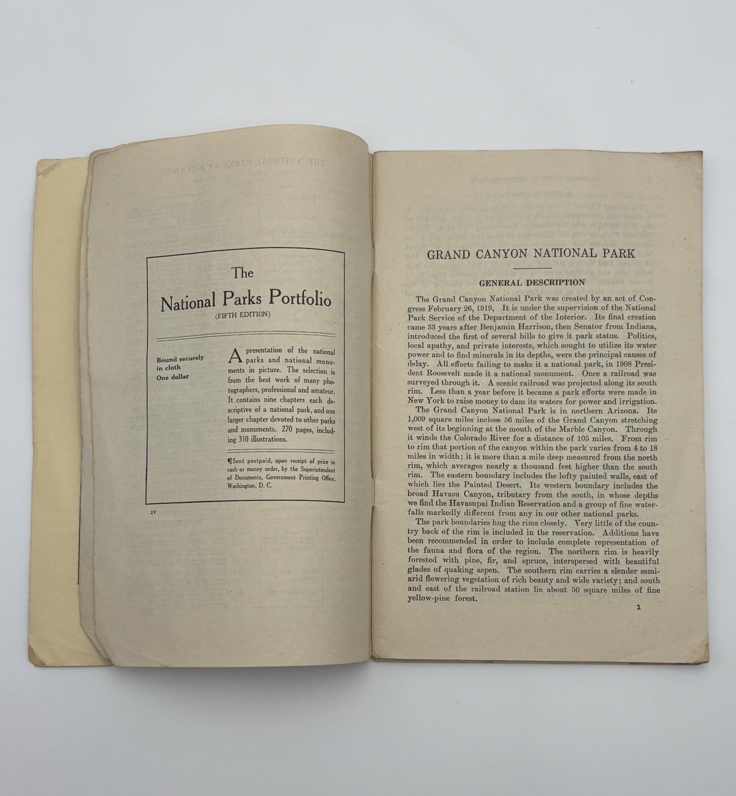 1931 Grand Canyon Department of the Interior Travel Guide Maps and Fred Harvey