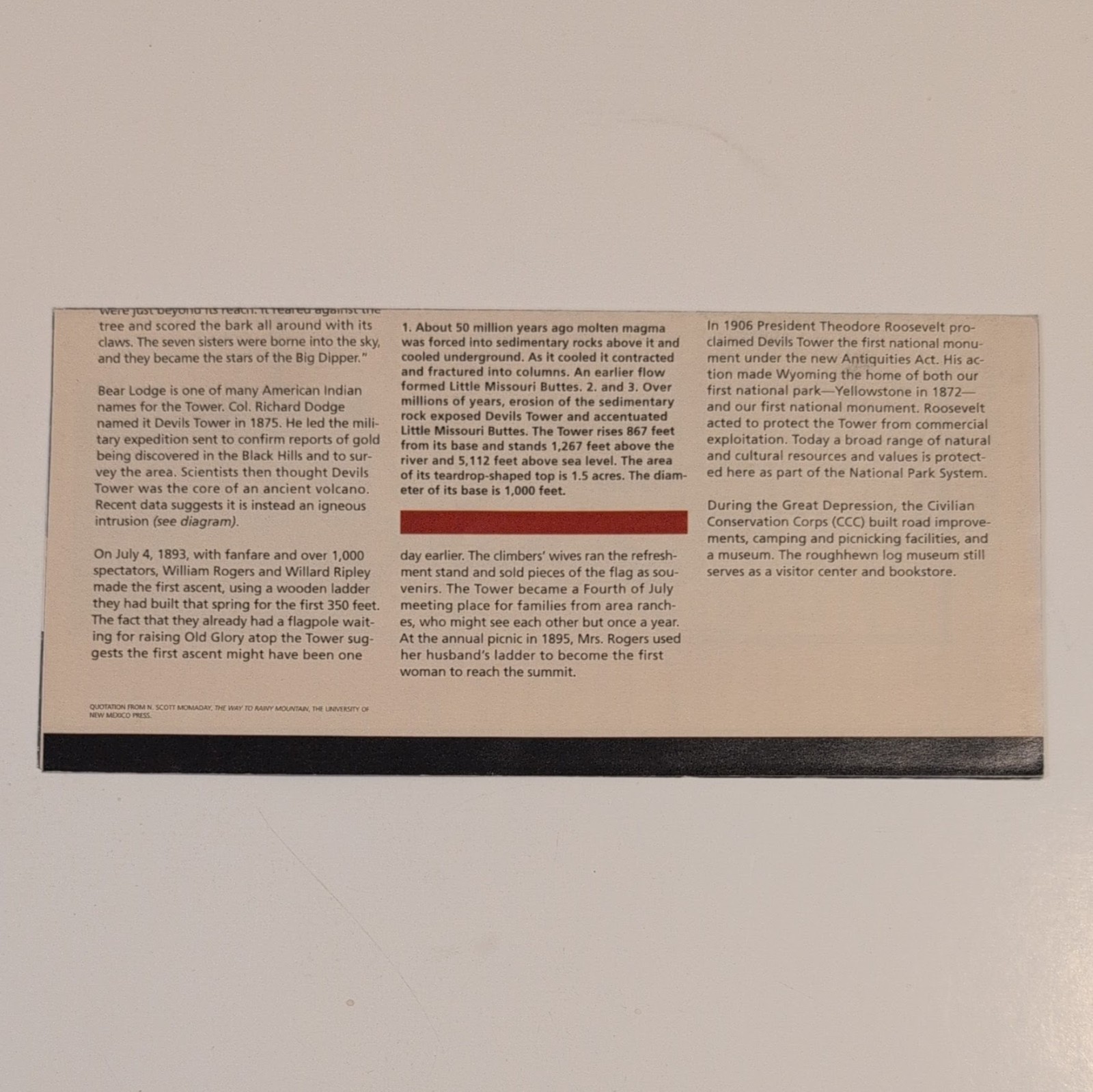 Devil’s Tower National Park Service NPS Unigrid + Pamphlet GPO 2007 Reprint 2007