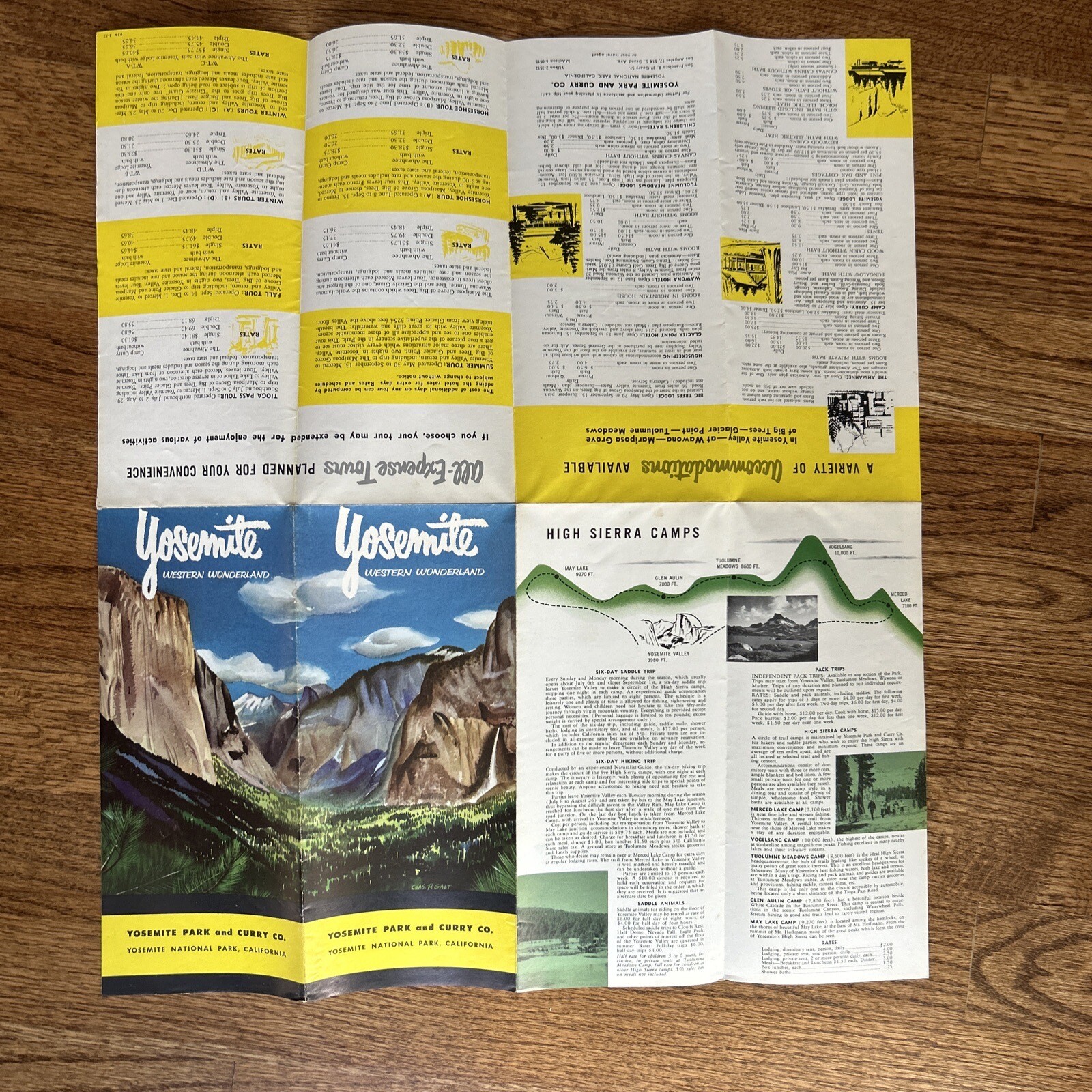 3 Vintage 1952 – Yosemite National Park California – Souvenir Brochures